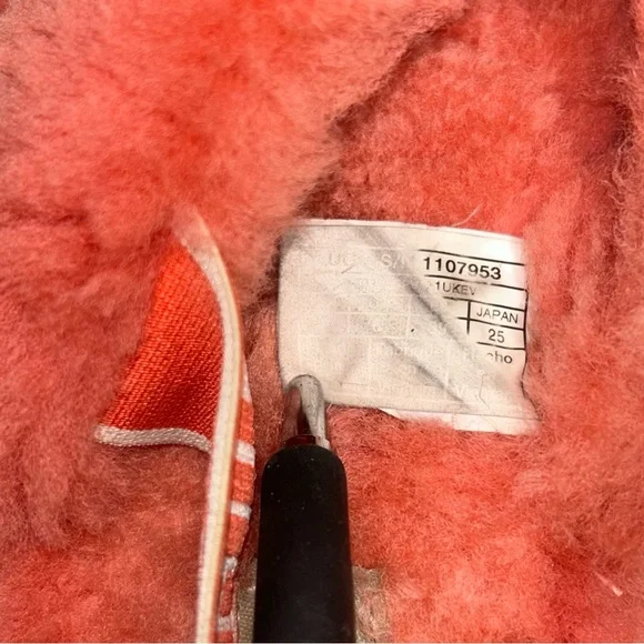 Ugg Oh Yeah 1107953 Fluffy Coral Sheepskin Slipper Slides - Picture 9 of 12